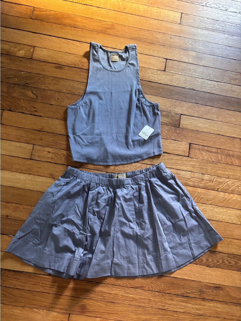 Free People Women's Two-Piece Set — Slate Gray  Tank & Skirt